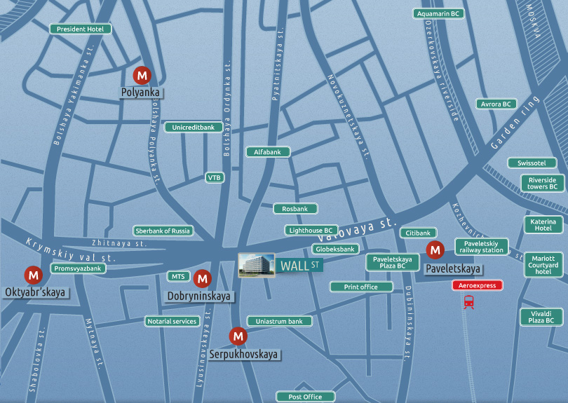 Wall Street Business Center objects map